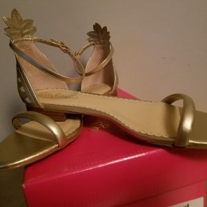 Lily Pulitzer New in Box Gold Leather Sandals 10M